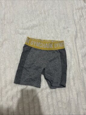 Gymshark Gray Seamless Shorts with Yellow Logo Waistband